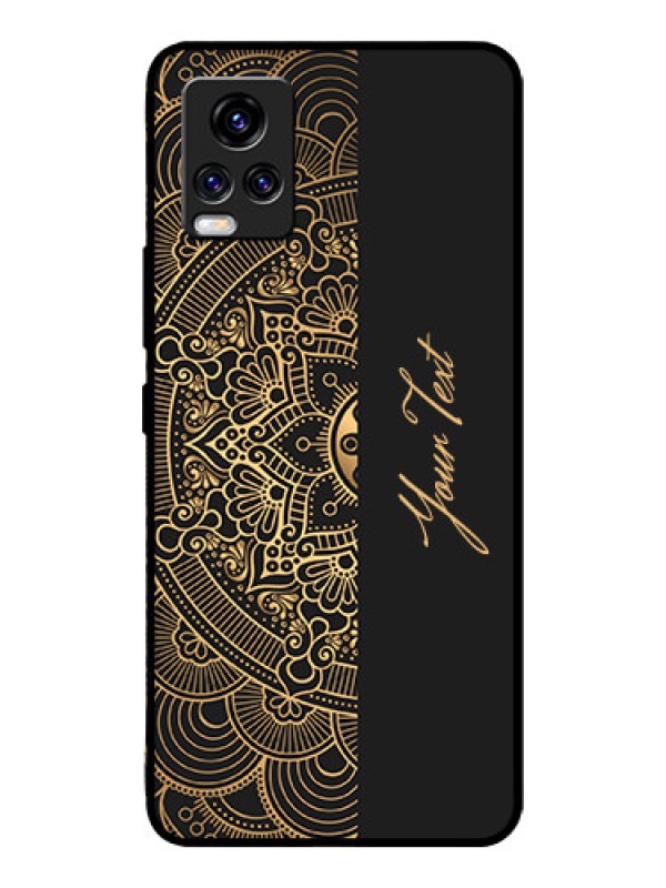 Custom Vivo V20 Pro Photo Printing on Glass Case - Mandala art with custom text Design
