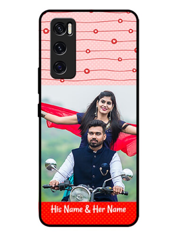 Custom Vivo V20 Se Personalized Glass Phone Case  - Red Pattern Case Design