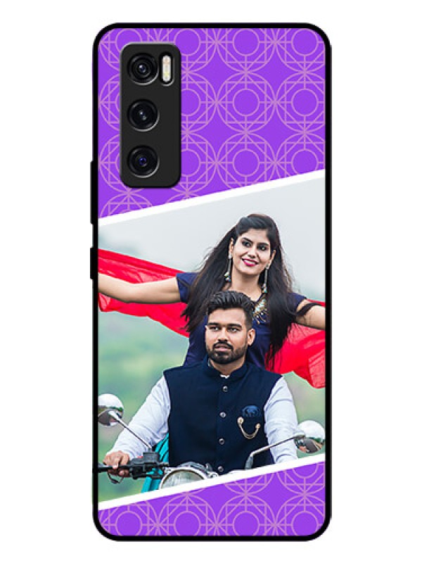 Custom Vivo V20 Se Custom Glass Phone Case  - Violet Pattern Design