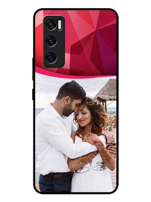 Custom Vivo V20 Se Custom Glass Mobile Case  - Red Abstract Design