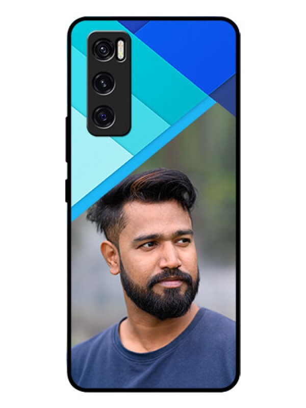 Custom Vivo V20 Se Custom Glass Phone Case  - Blue Pattern Design