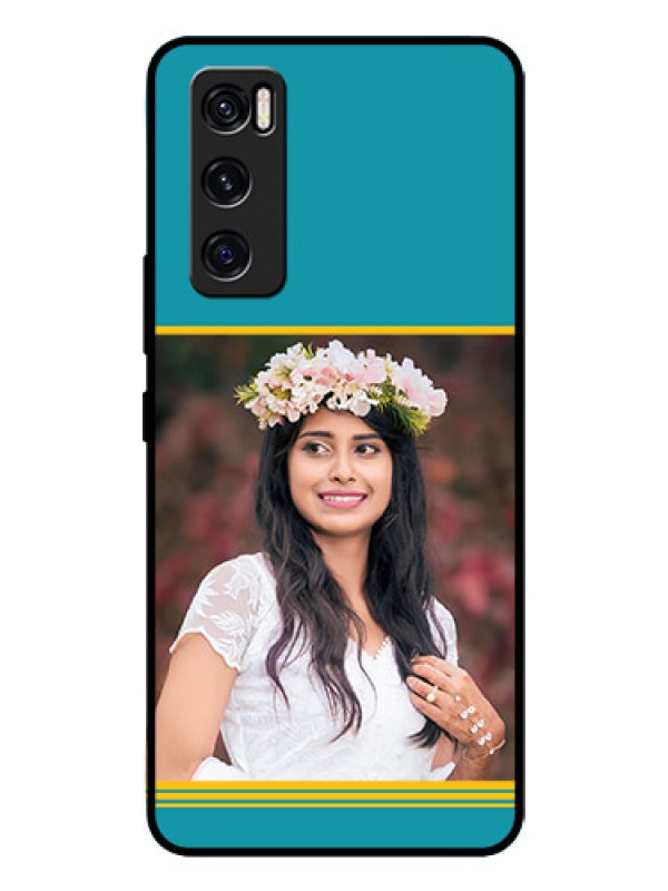 Custom Vivo V20 Se Custom Glass Phone Case  - Yellow & Blue Design 