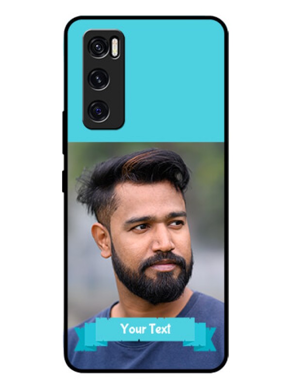 Custom Vivo V20 Se Personalized Glass Phone Case  - Simple Blue Color Design