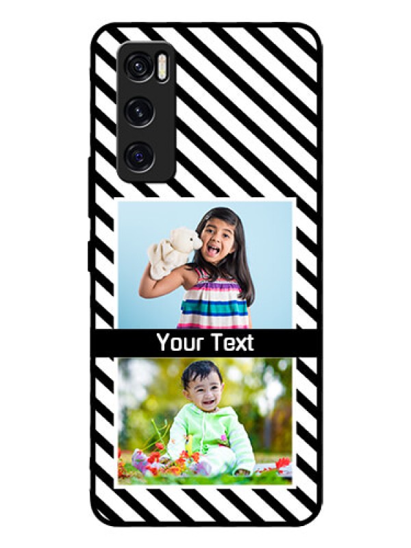 Custom Vivo V20 Se Photo Printing on Glass Case  - Black And White Stripes Design