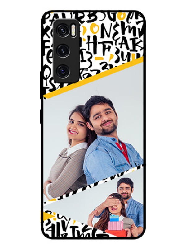 Custom Vivo V20 Se Custom Glass Mobile Case  - Letters Pattern Design