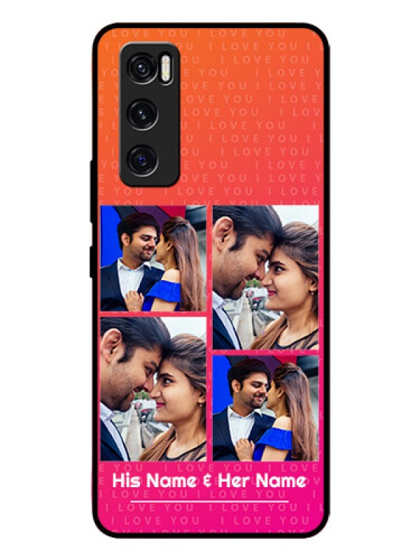 Custom Vivo V20 Se Custom Glass Phone Case  - I Love You Pink Design