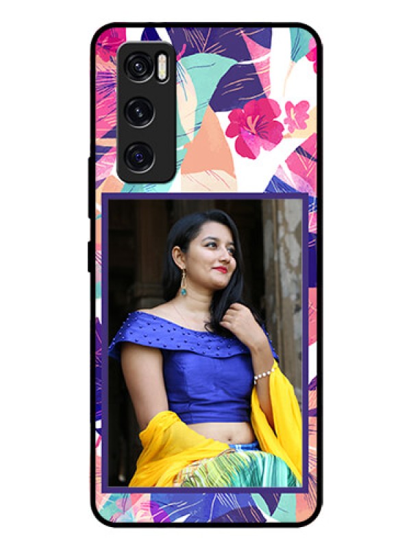 Custom Vivo V20 Se Custom Glass Mobile Case  - Abstract Floral Design