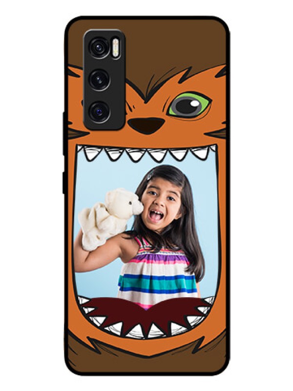 Custom Vivo V20 Se Photo Printing on Glass Case  - Owl Monster Back Case Design