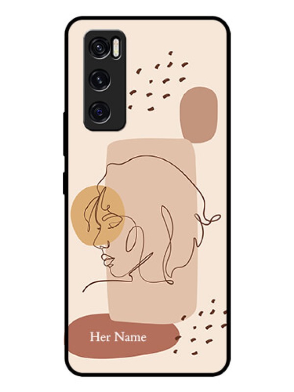 Custom Vivo V20 Se Photo Printing on Glass Case - Calm Woman line art Design