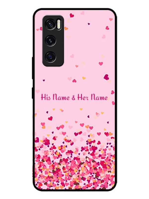 Custom Vivo V20 Se Photo Printing on Glass Case - Floating Hearts Design