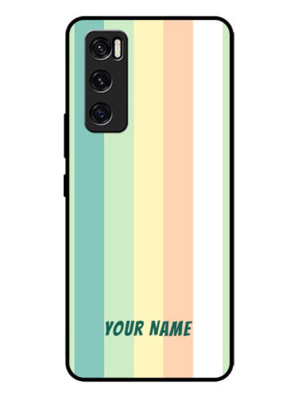 Custom Vivo V20 Se Photo Printing on Glass Case - Multi-colour Stripes Design