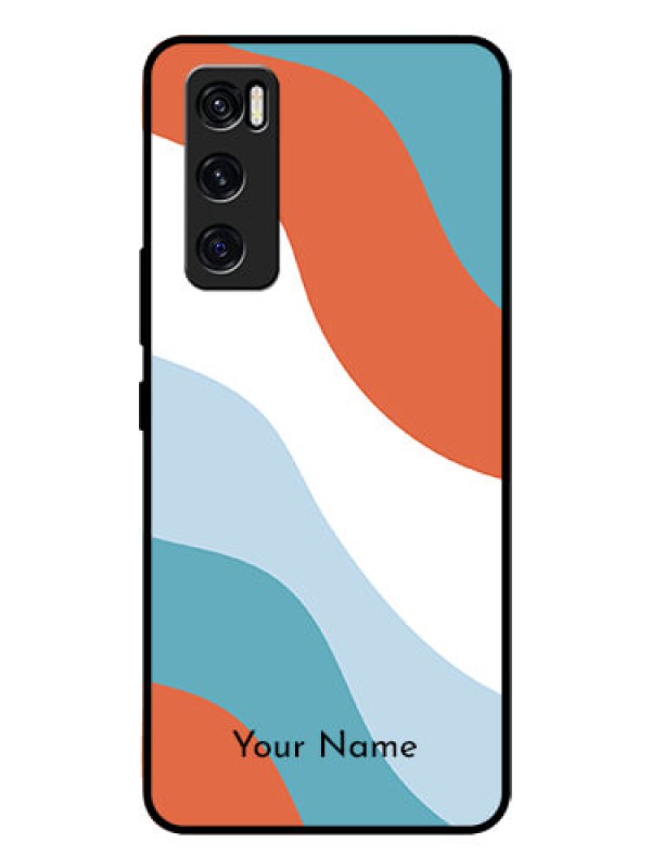 Custom Vivo V20 Se Custom Glass Mobile Case - coloured Waves Design