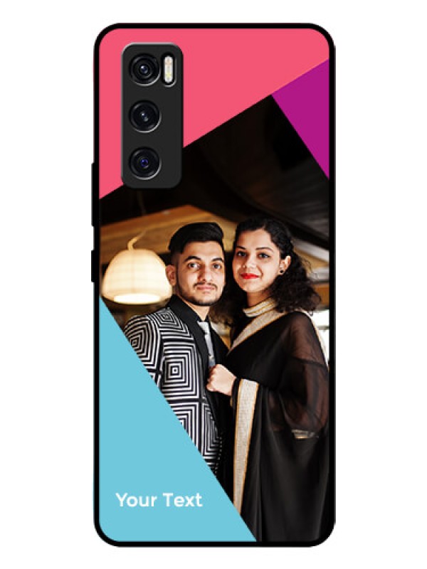 Custom Vivo V20 Se Custom Glass Mobile Case - Stacked Triple colour Design