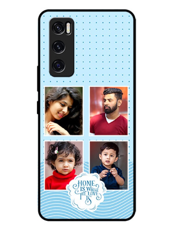 Custom Vivo V20 Se Custom Glass Phone Case - Cute love quote with 4 pic upload Design