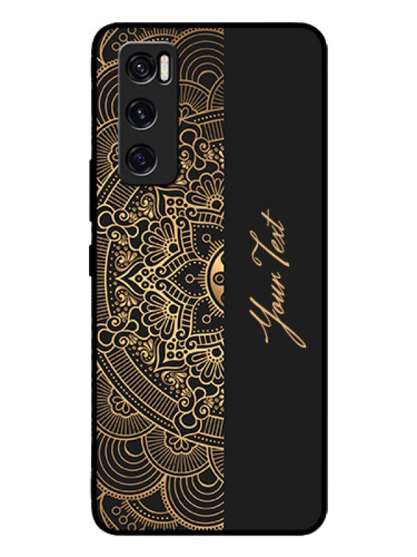 Custom Vivo V20 Se Photo Printing on Glass Case - Mandala art with custom text Design