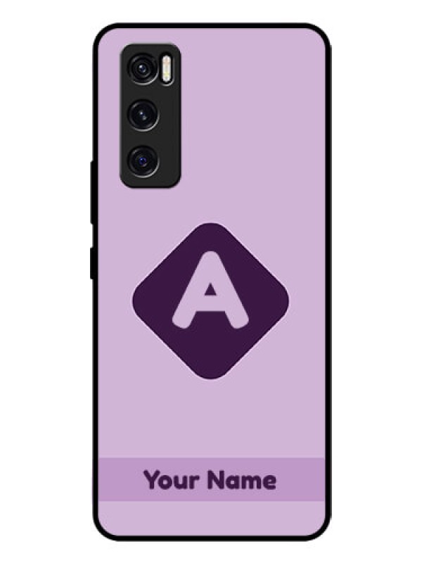 Custom Vivo V20 Se Custom Glass Mobile Case - Custom Letter in curved badge Design