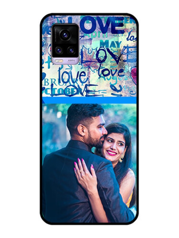 Custom Vivo V20 Custom Glass Mobile Case  - Colorful Love Design