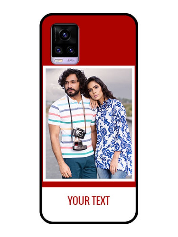 Custom Vivo V20 Personalized Glass Phone Case  - Simple Red Color Design