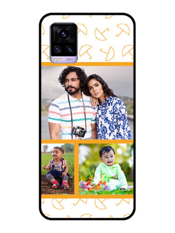 Custom Vivo V20 Custom Glass Mobile Case  - Yellow Pattern Design