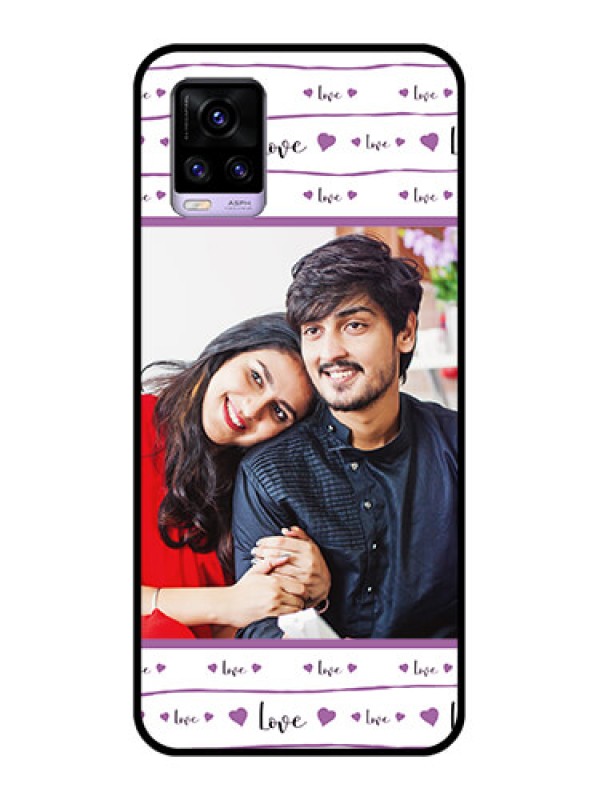 Custom Vivo V20 Custom Glass Mobile Case  - Couples Heart Design