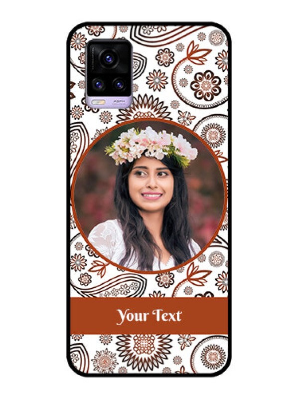 Custom Vivo V20 Custom Glass Mobile Case  - Abstract Floral Design 