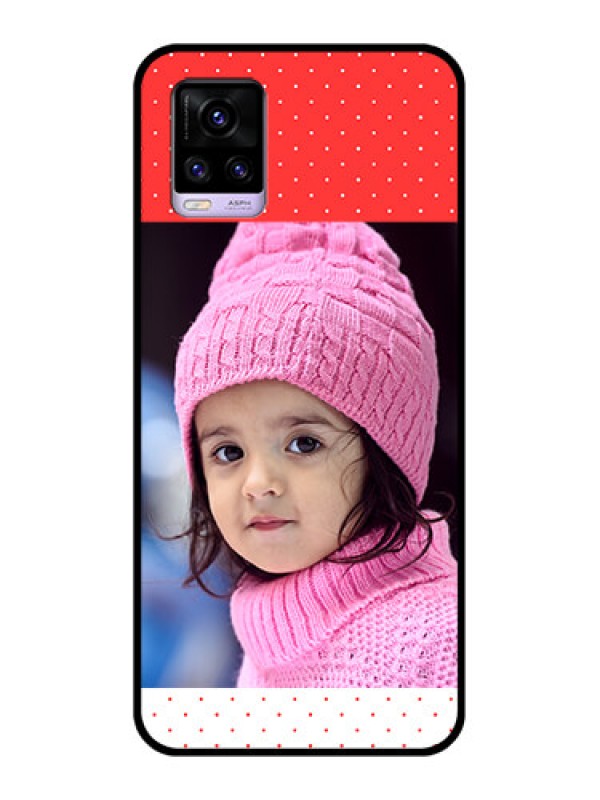 Custom Vivo V20 Photo Printing on Glass Case  - Red Pattern Design