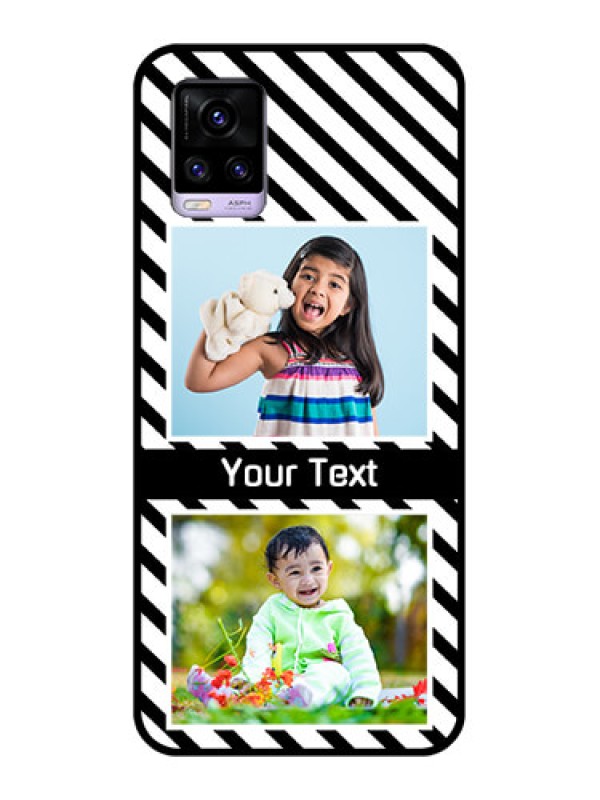 Custom Vivo V20 Photo Printing on Glass Case  - Black And White Stripes Design