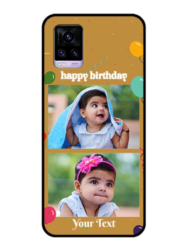Custom Vivo V20 Personalized Glass Phone Case  - Image Holder with Birthday Celebrations Design