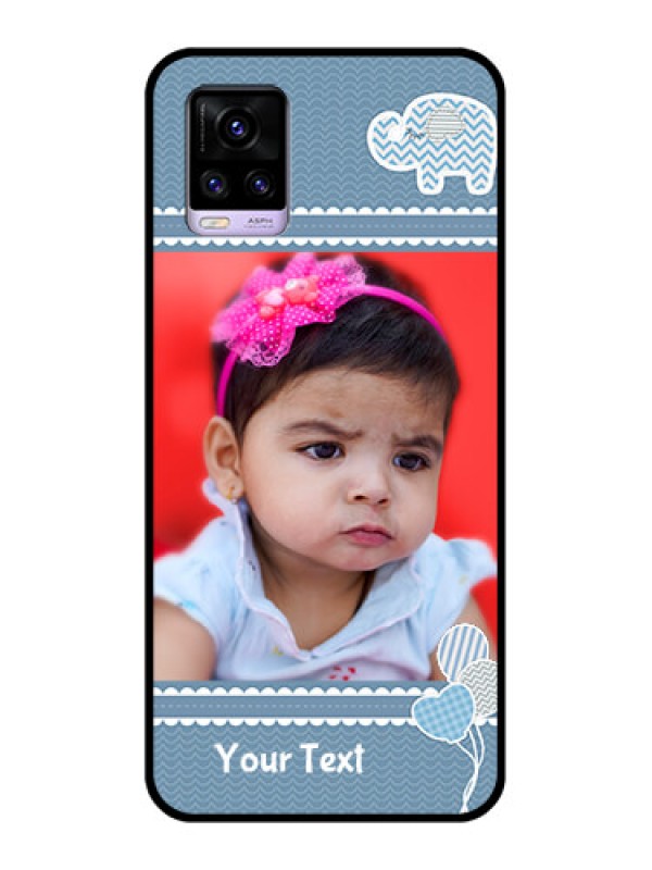 Custom Vivo V20 Photo Printing on Glass Case  - with Kids Pattern Design