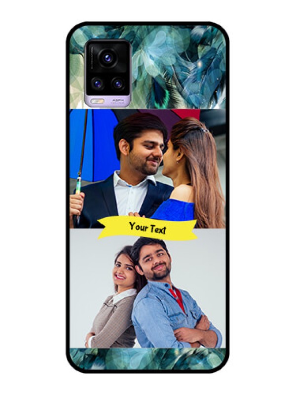 Custom Vivo V20 Personalized Glass Phone Case  - Image with Boho Peacock Feather Design