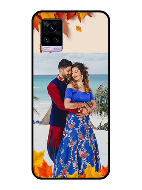 Custom Vivo V20 Photo Printing on Glass Case  - Autumn Maple Leaves Design