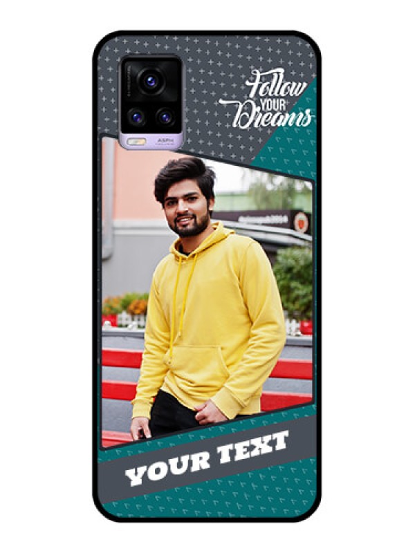 Custom Vivo V20 Personalized Glass Phone Case  - Background Pattern Design with Quote