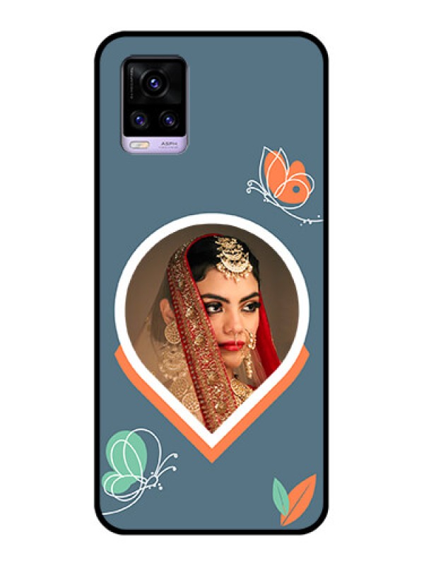 Custom Vivo V20 Custom Glass Mobile Case - Droplet Butterflies Design