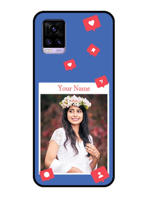 Custom Vivo V20 Custom Glass Phone Case - Like Share And Comment Design