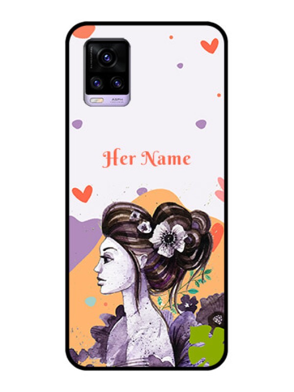 Custom Vivo V20 Personalized Glass Phone Case - Woman And Nature Design