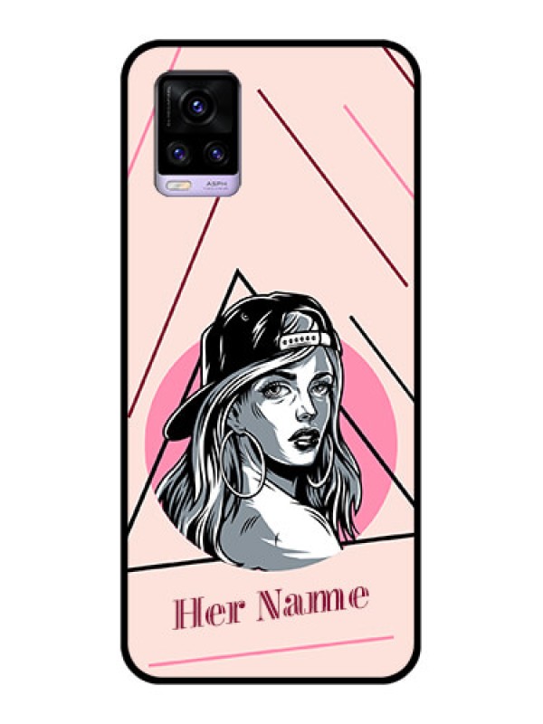 Custom Vivo V20 Personalized Glass Phone Case - Rockstar Girl Design