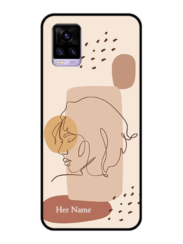 Custom Vivo V20 Photo Printing on Glass Case - Calm Woman line art Design