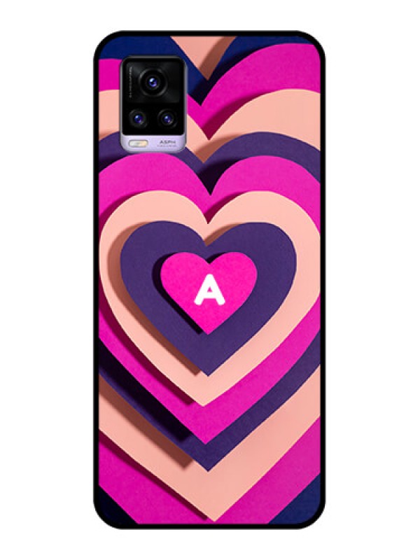 Custom Vivo V20 Custom Glass Mobile Case - Cute Heart Pattern Design