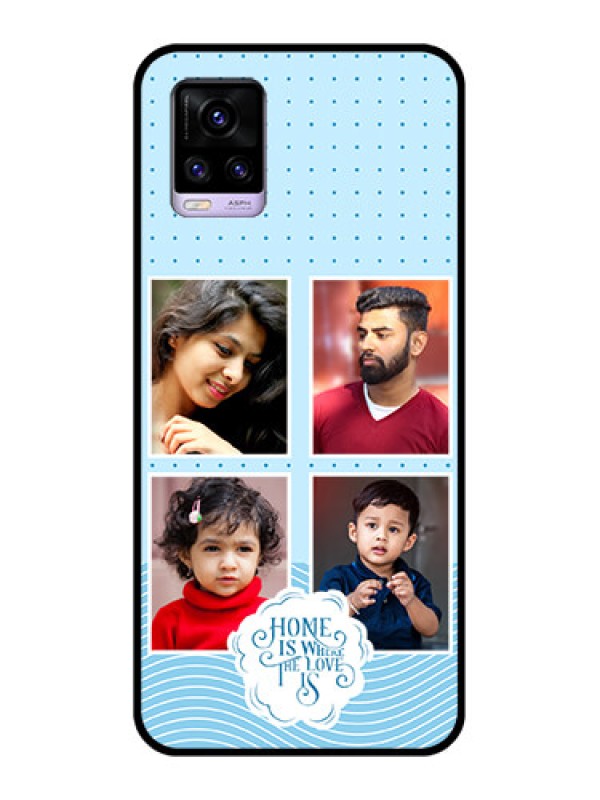 Custom Vivo V20 Custom Glass Phone Case - Cute love quote with 4 pic upload Design