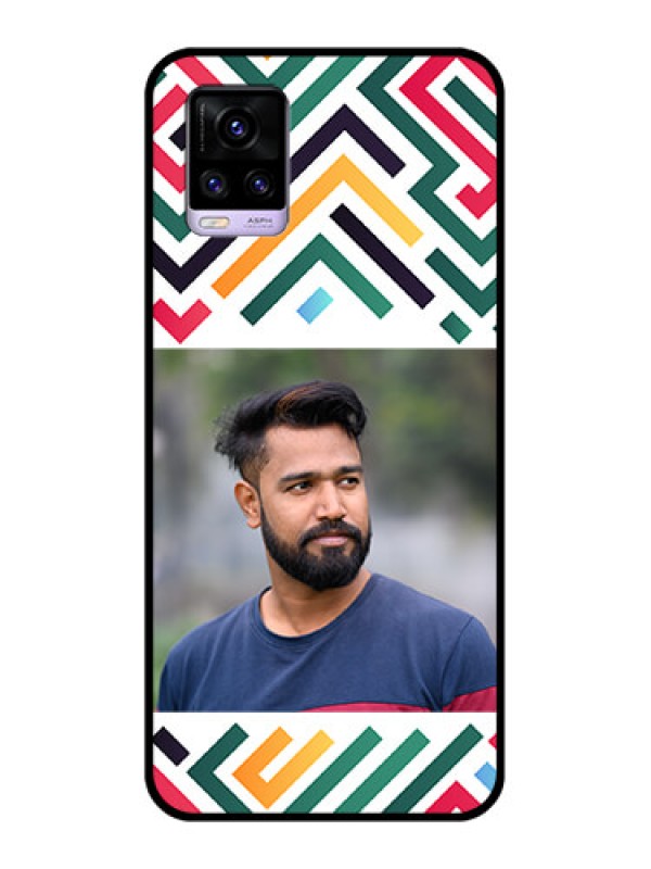 Custom Vivo V20 Personalized Glass Phone Case - Colorful Maze Pattern Design