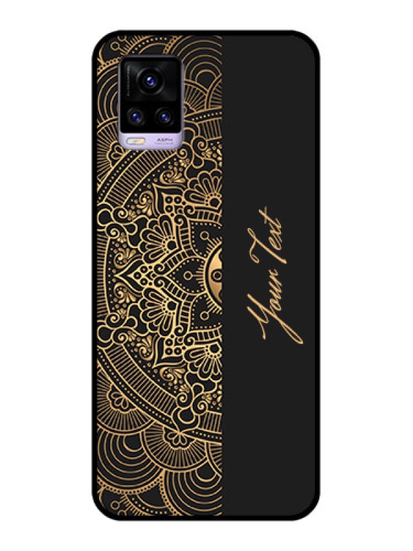 Custom Vivo V20 Photo Printing on Glass Case - Mandala art with custom text Design