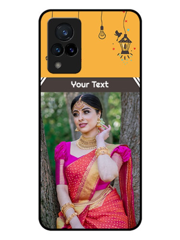 Custom Vivo V21 5G Custom Glass Mobile Case - with Family Picture and Icons 