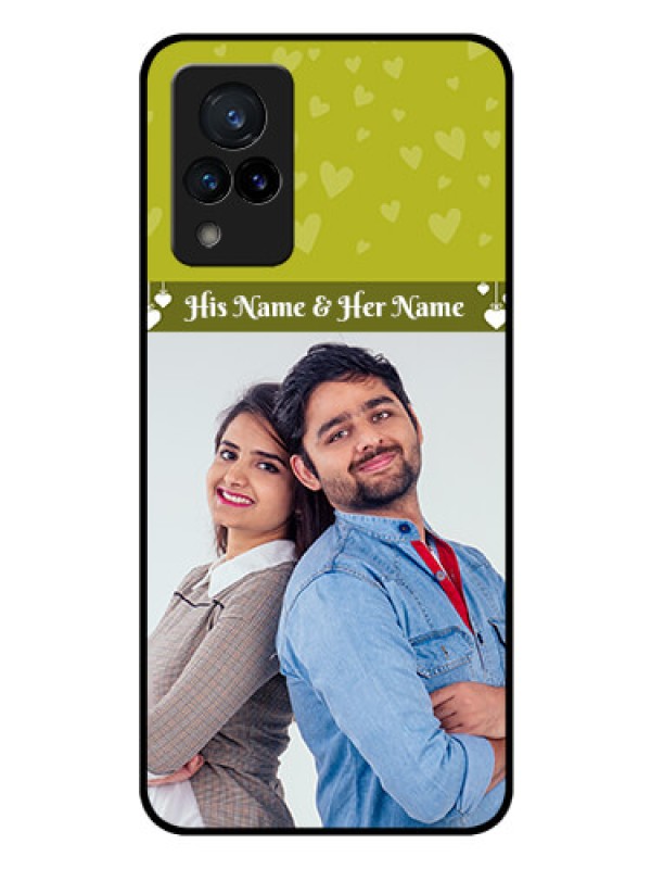 Custom Vivo V21 5G Custom Glass Phone Case - You & Me Heart Design