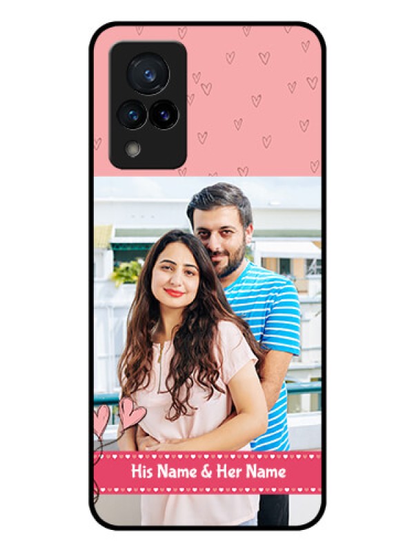 Custom Vivo V21 5G Personalized Glass Phone Case - Love Design Peach Color
