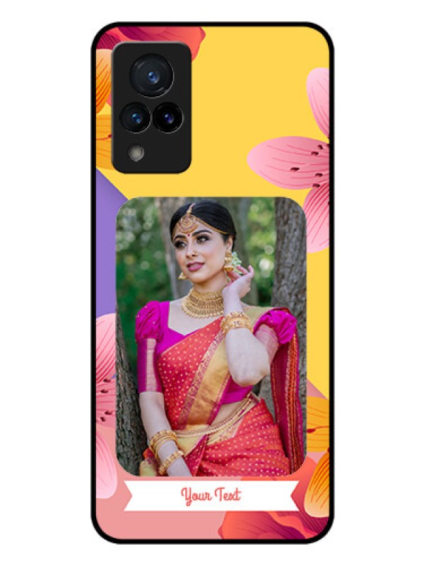 Custom Vivo V21 5G Custom Glass Mobile Case - 3 Image With Vintage Floral Design