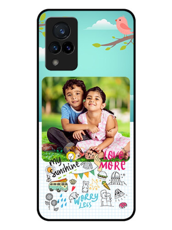 Custom Vivo V21 5G Photo Printing on Glass Case - Doodle love Design