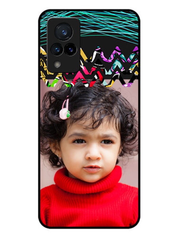 Custom Vivo V21 5G Personalized Glass Phone Case - Neon Abstract Design