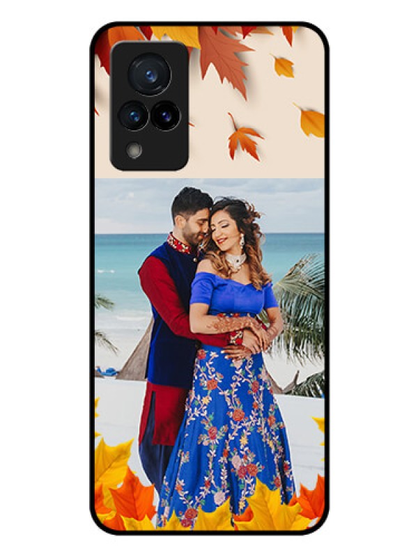 Custom Vivo V21 5G Photo Printing on Glass Case - Autumn Maple Leaves Design