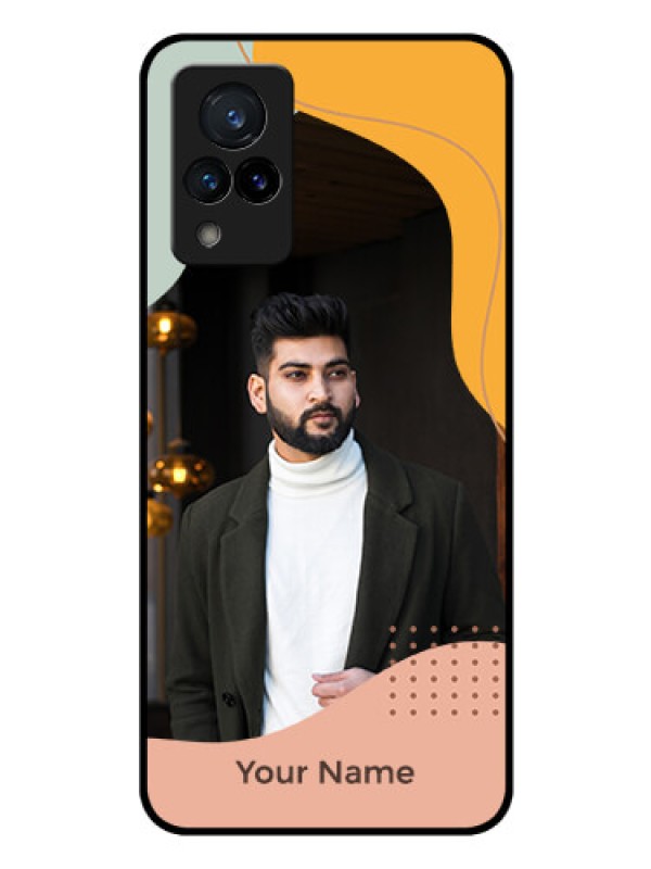Custom Vivo V21 5G Personalized Glass Phone Case - Tri-coloured overlay design