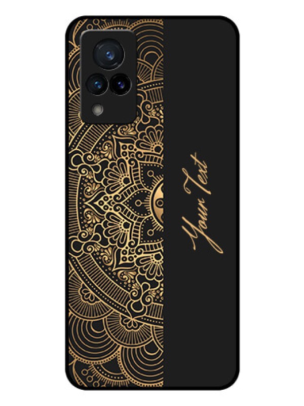 Custom Vivo V21 5G Photo Printing on Glass Case - Mandala art with custom text Design
